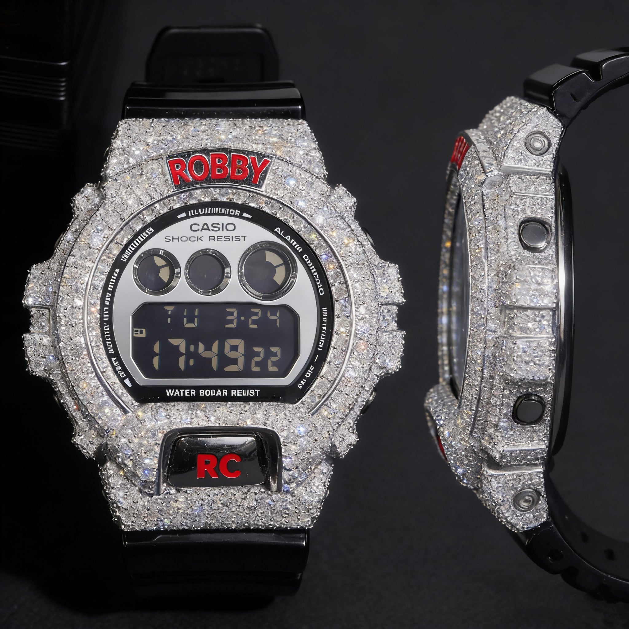 Moissanite Diamond Iced Out DW6900 G Shock Watch Custom Name