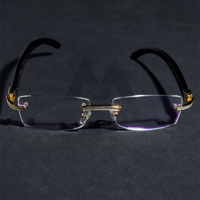 Hip hop jewelry featuring baguette diamond design, moissanite glasses with clear lens, gold plated 925 silver3