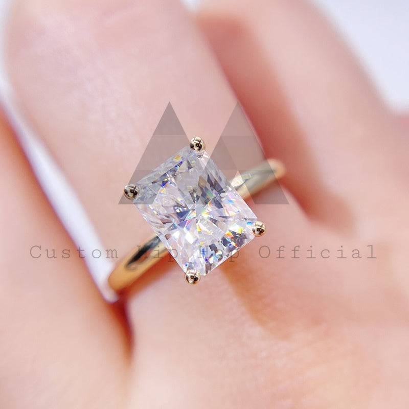 10K 14K 18K 3CT Radiant Cut Moissanite Engagement Ring Women Jewelry