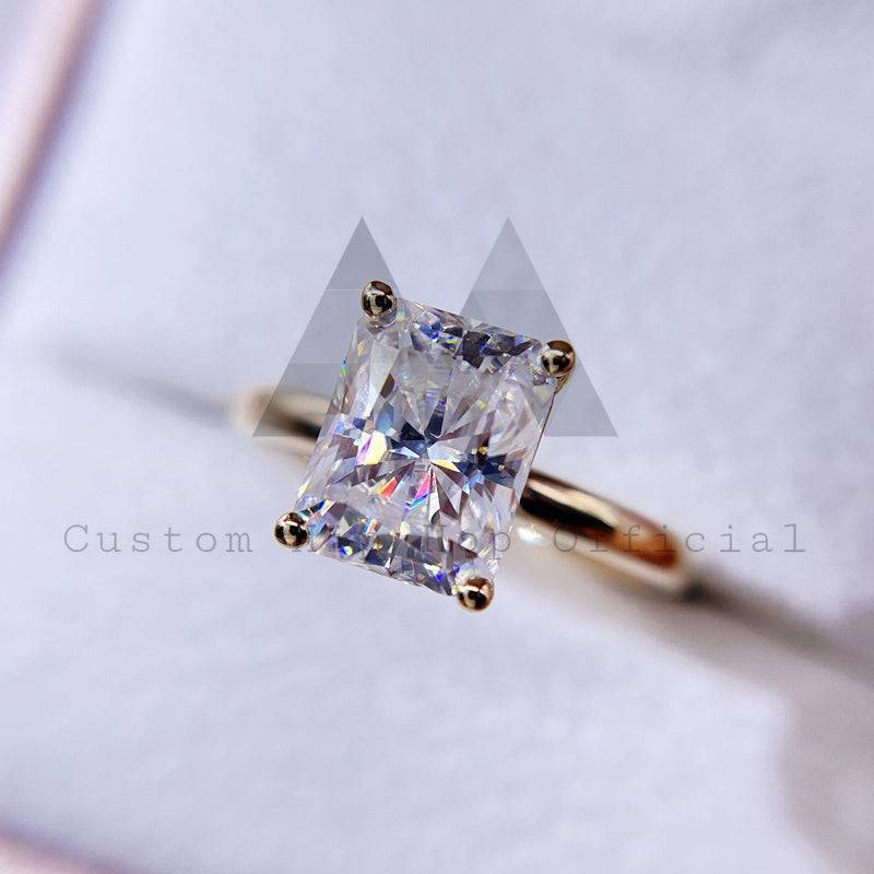 10K 14K 18K 3CT Radiant Cut Moissanite Engagement Ring Women Jewelry