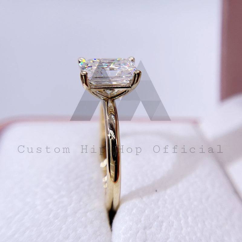 10K 14K 18K 3CT Radiant Cut Moissanite Engagement Ring Women Jewelry