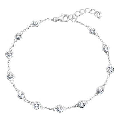 Women 925 Sterling Silver Solid Silver 3MM Bezel Setting Moissanite Diamond Necklace