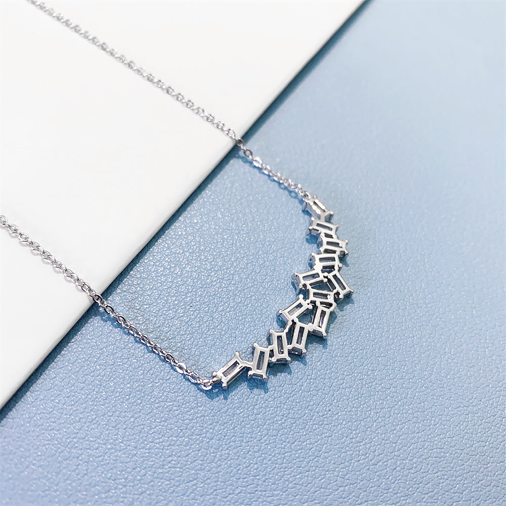 Fancy design baguette moissanite diamond necklace for women sterling silver 925 hip hop jewelry0