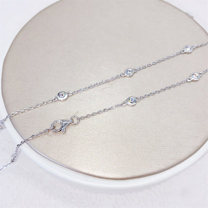Женское ожерелье из стерлингового серебра 925 пробы с муассанитом и бриллиантами из твердого серебра диаметром 3 мм
