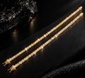 Yellow Gold Plating Over Sterling Silver 3MM 4MM Champagne Moissanite Tennis Bracelet