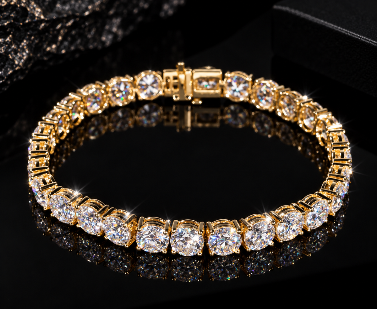 Men's 10K Gold 5MM Moissanite Tennis Bracelet | 5MM Hip Hop Accessory