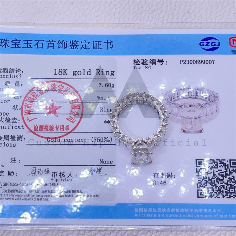 Женское кольцо из серебра 925 пробы с полностью боковым покрытием в винтажном стиле, белое золото 10K, 14K, 18K, с муассанитом сияющей огранки