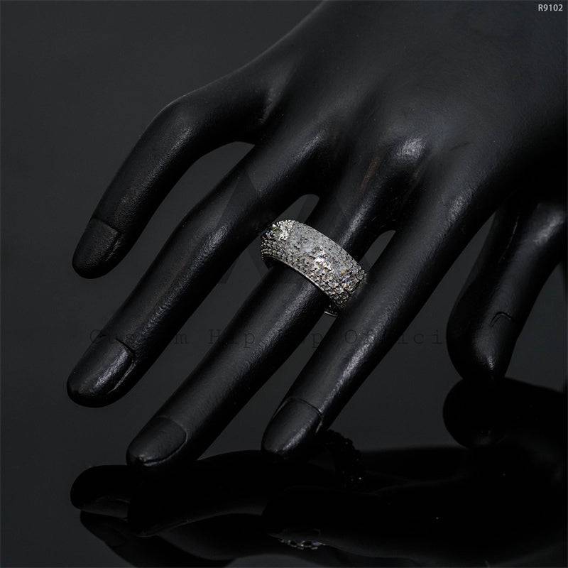 Iced Out Sterling Silver 925 Men's Hip Hop Jewelry Fashion Design Moissanite Eternity Ring Passing Diamond Tester