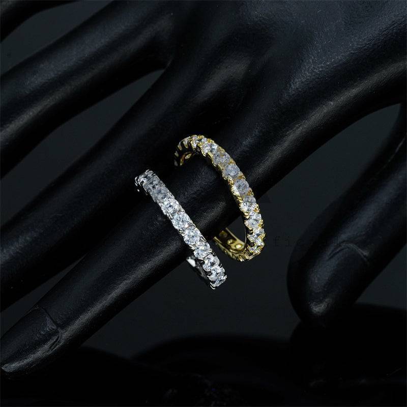 Classic design sterling silver 3mm moissanite eternity ring with GRA certification in hip hop jewelry style1