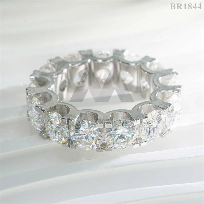 Men 1ct Stone 6.5MM Moissanite Eternity Ring Sterling Silver 925 White Gold Plating