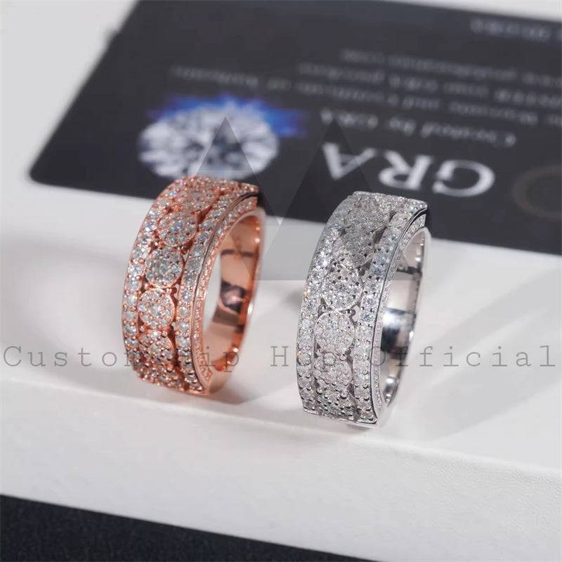 925 Sterling Silver Pass Diamond Tester Gra Moissanite Eternity Ring For Men