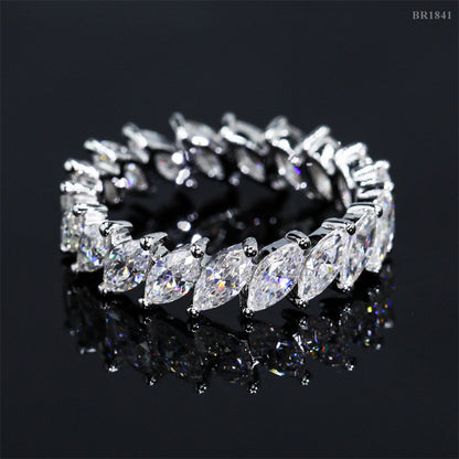 360 Fully Iced Marquise Cut Eternity Ring with Moissanite Diamonds in 925 Sterling Silver1