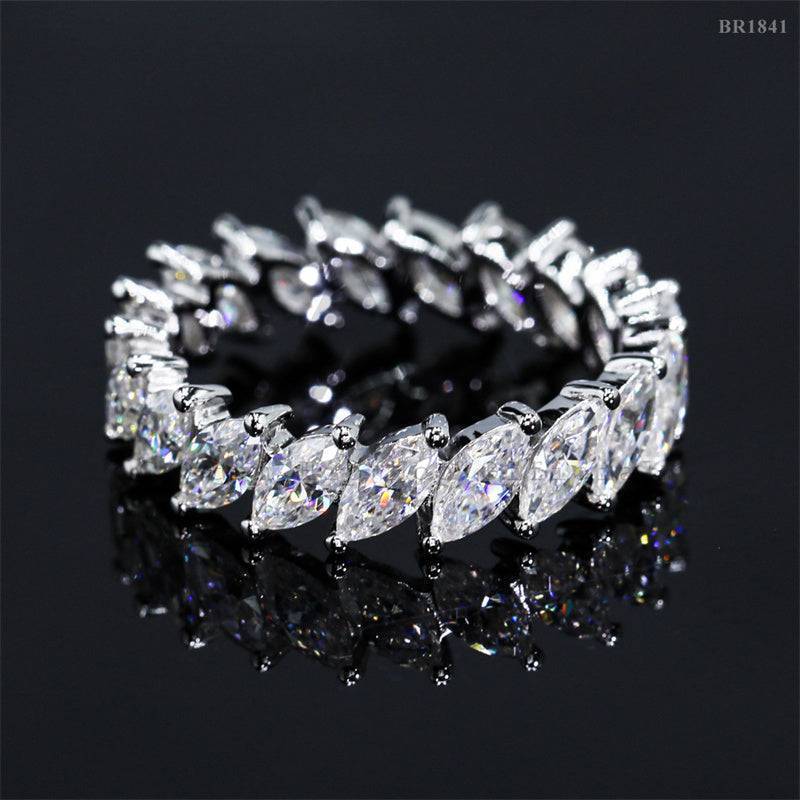 Hip hop jewelry featuring Moissanite Diamond Eternity Ring in 925 Silver with Marquise Cut Iced design1