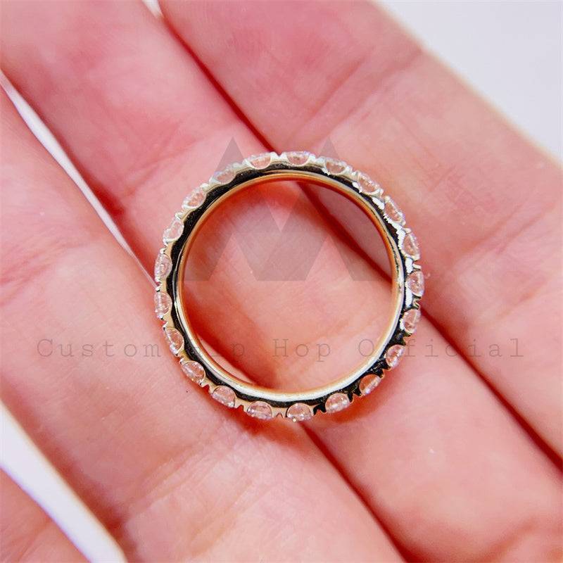 Solid gold 10k yellow gold 3mm eternity ring with VVS moissanite diamonds hip hop jewelry0