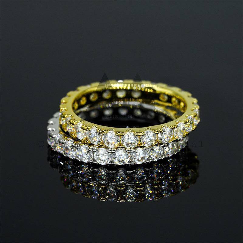 Classic design sterling silver 3mm moissanite eternity ring with GRA certification in hip hop jewelry style4