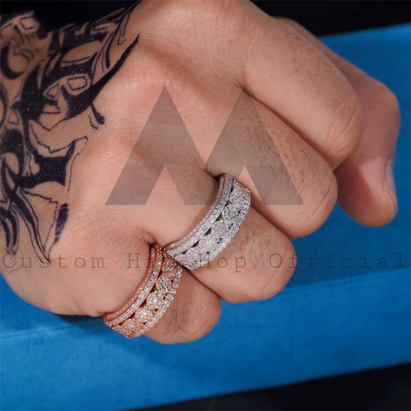 925 Sterling Silver Pass Diamond Tester Gra Moissanite Eternity Ring For Men