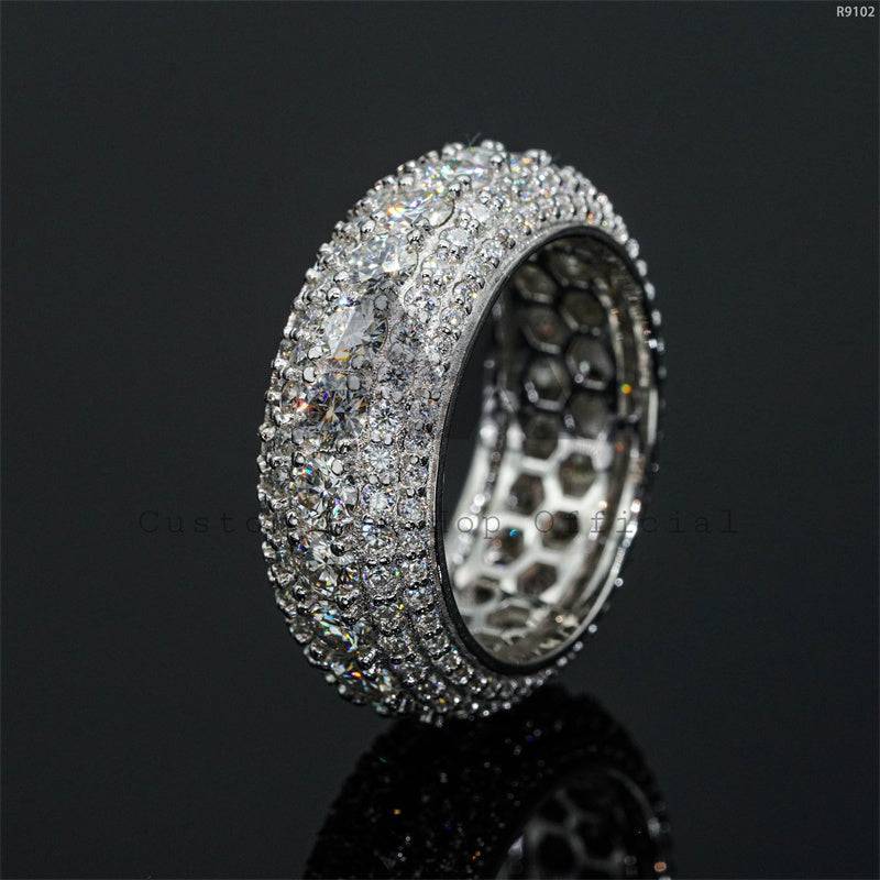 Iced Out Sterling Silver 925 Men's Hip Hop Jewelry Fashion Design Moissanite Eternity Ring Passing Diamond Tester