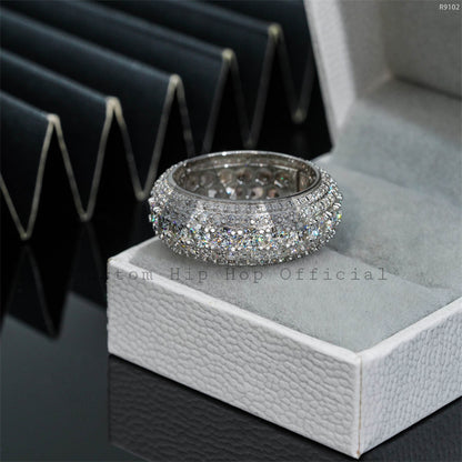 Iced Out Sterling Silver 925 Men Fashion Design Moissanite Eternity Ring Pass Diamond Tester