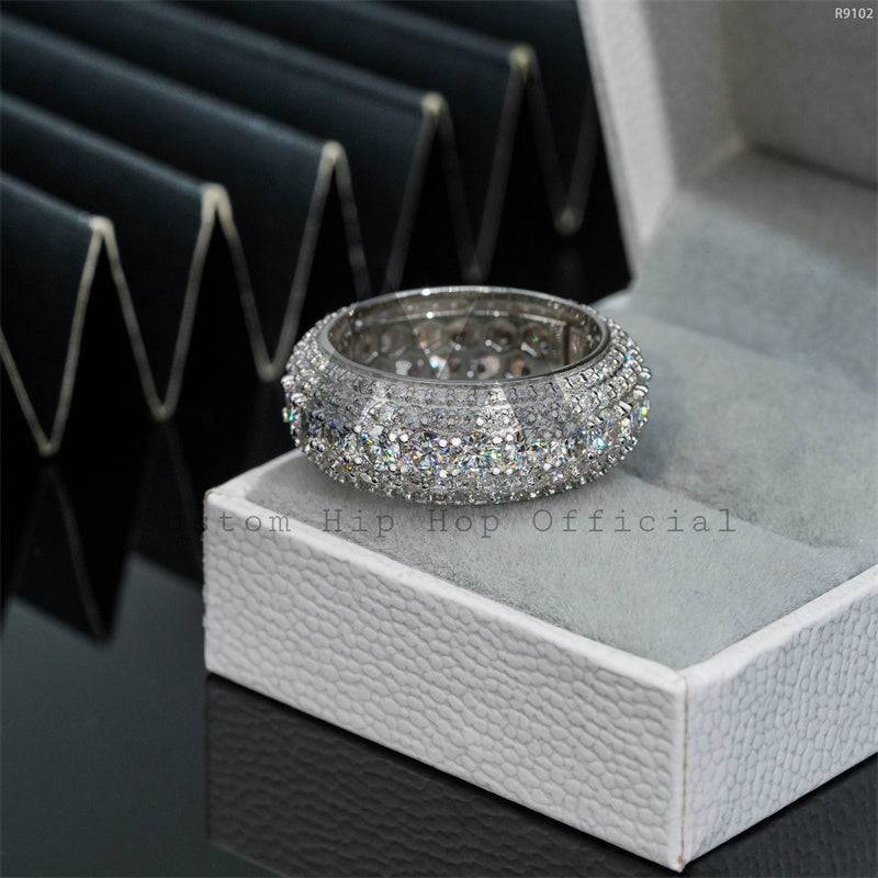 Iced Out Sterling Silver 925 Men's Hip Hop Jewelry Fashion Design Moissanite Eternity Ring Passing Diamond Tester