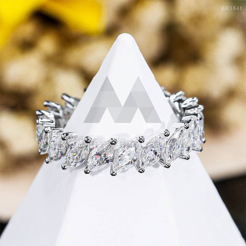 Hip hop jewelry featuring Moissanite Diamond Eternity Ring in 925 Silver with Marquise Cut Iced design3