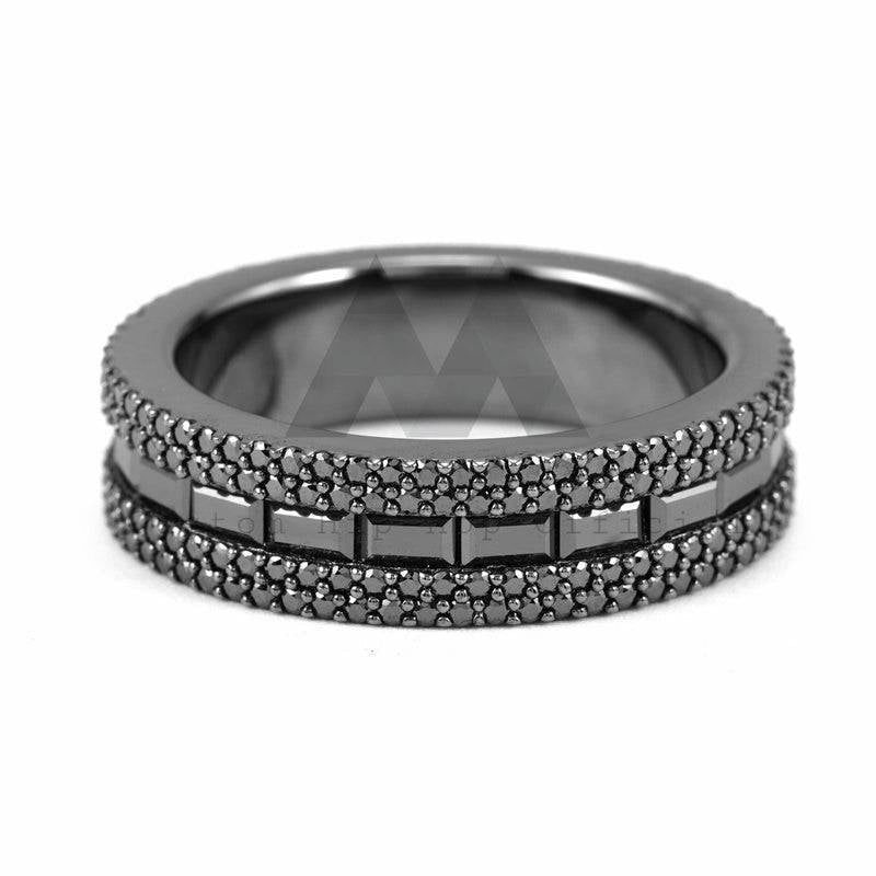 New Arrival Sterling Silver Black Gold Color Black Moissanite Eternity Ring