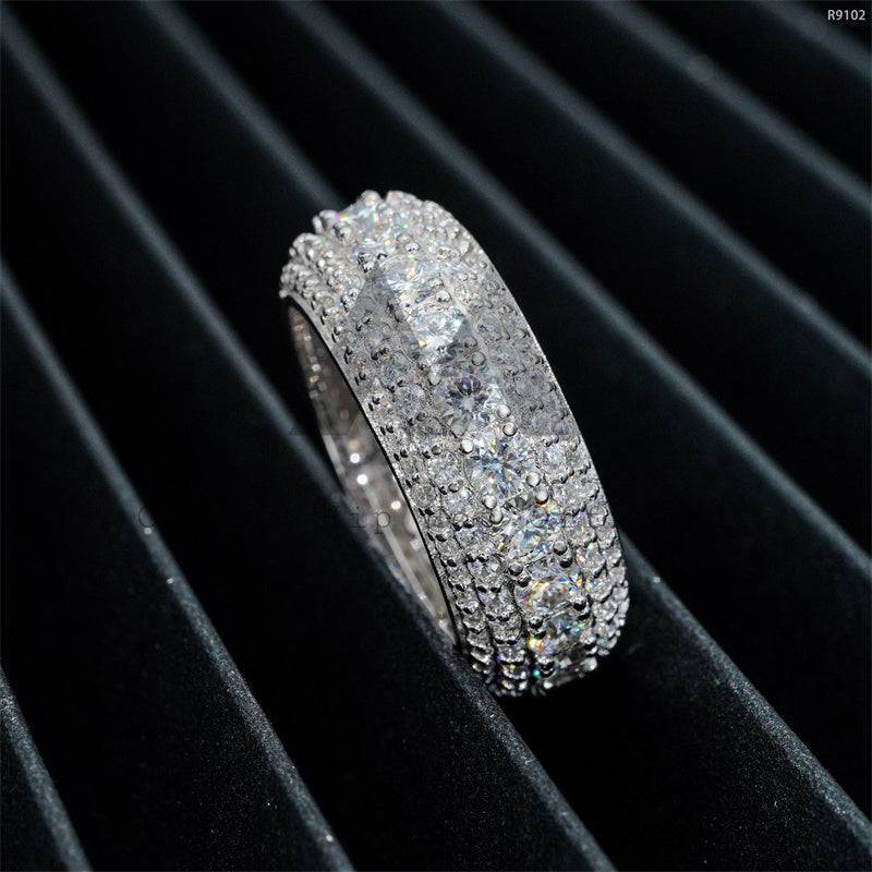 Iced Out Sterling Silver 925 Men's Hip Hop Jewelry Fashion Design Moissanite Eternity Ring Passing Diamond Tester