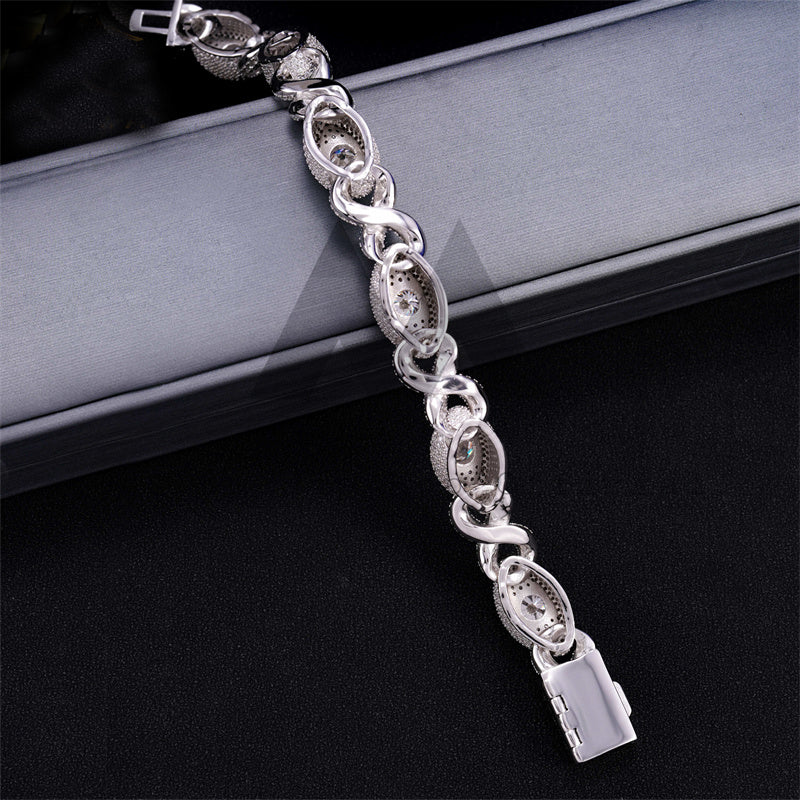 15MM Evil Eye Infinity Link Cuban Bracelet in Sterling Silver with Moissanite Diamonds Iced Out Jewelry0
