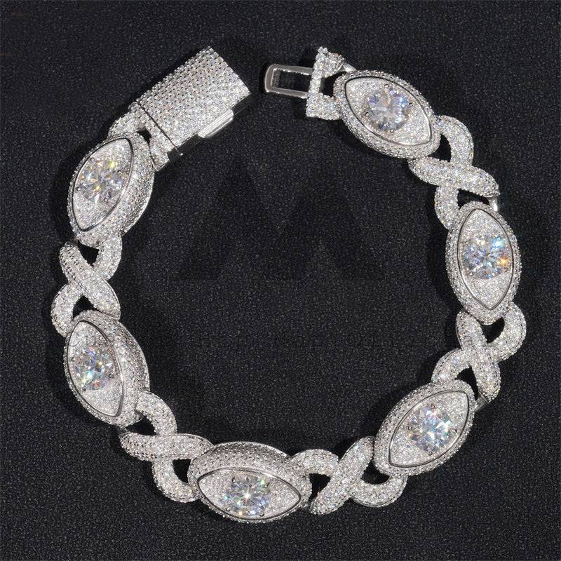 Hip hop jewelry featuring Evil Eye Infinity Cuban Link Bracelet 15MM in Sterling Silver with Moissanite1