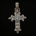 New Style Flower Design Cross Pendant Moissanite Charm 3.5Inch