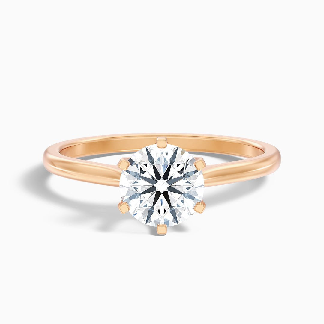 1 Carat Round Solitaire Lab Grown Diamond Ring in 10k White Gold