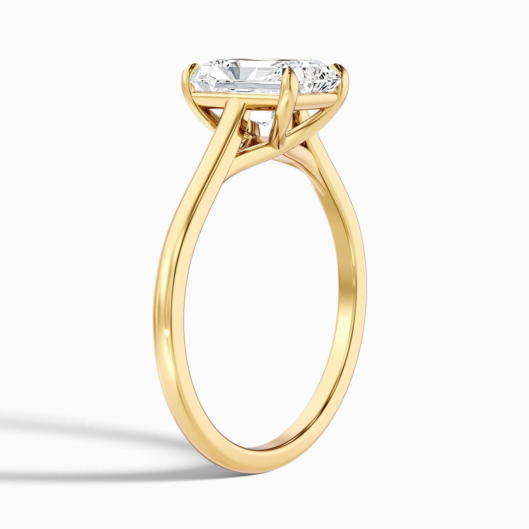 1 Carat Radiant Cut Solitaire Lab Grown Diamond Ring in 10k Yellow Gold