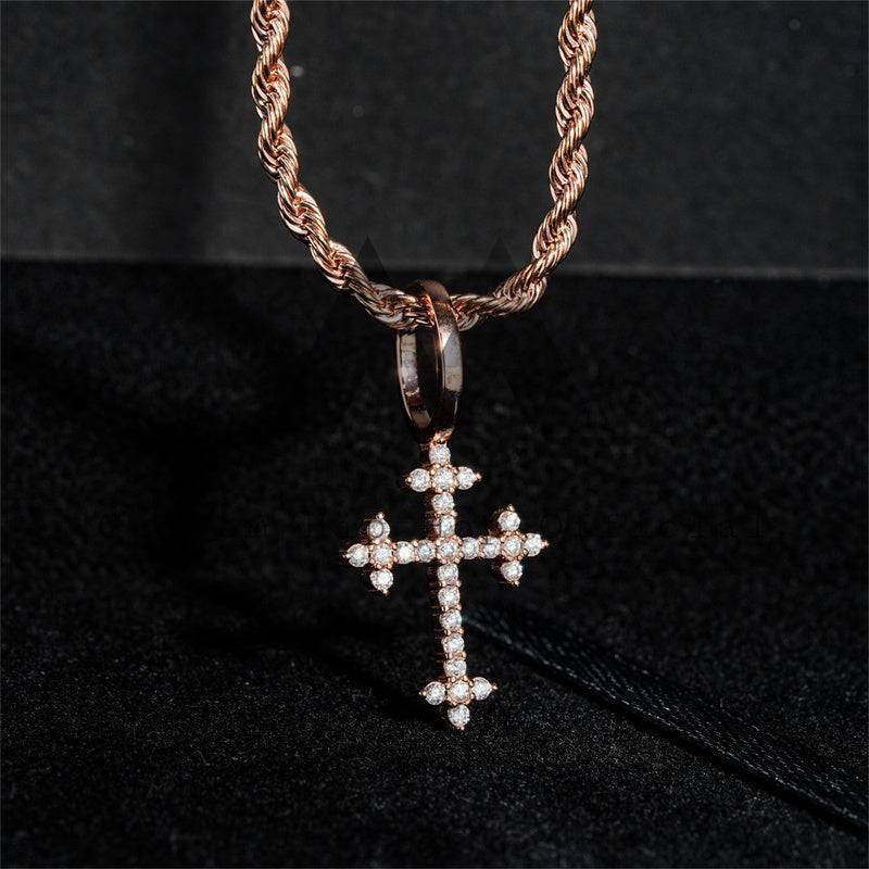 Solid Silver Mini Size Moissanite Cross Pendant Fit For 3MM Tennis Chain GRA Certificated hip hop jewelry0