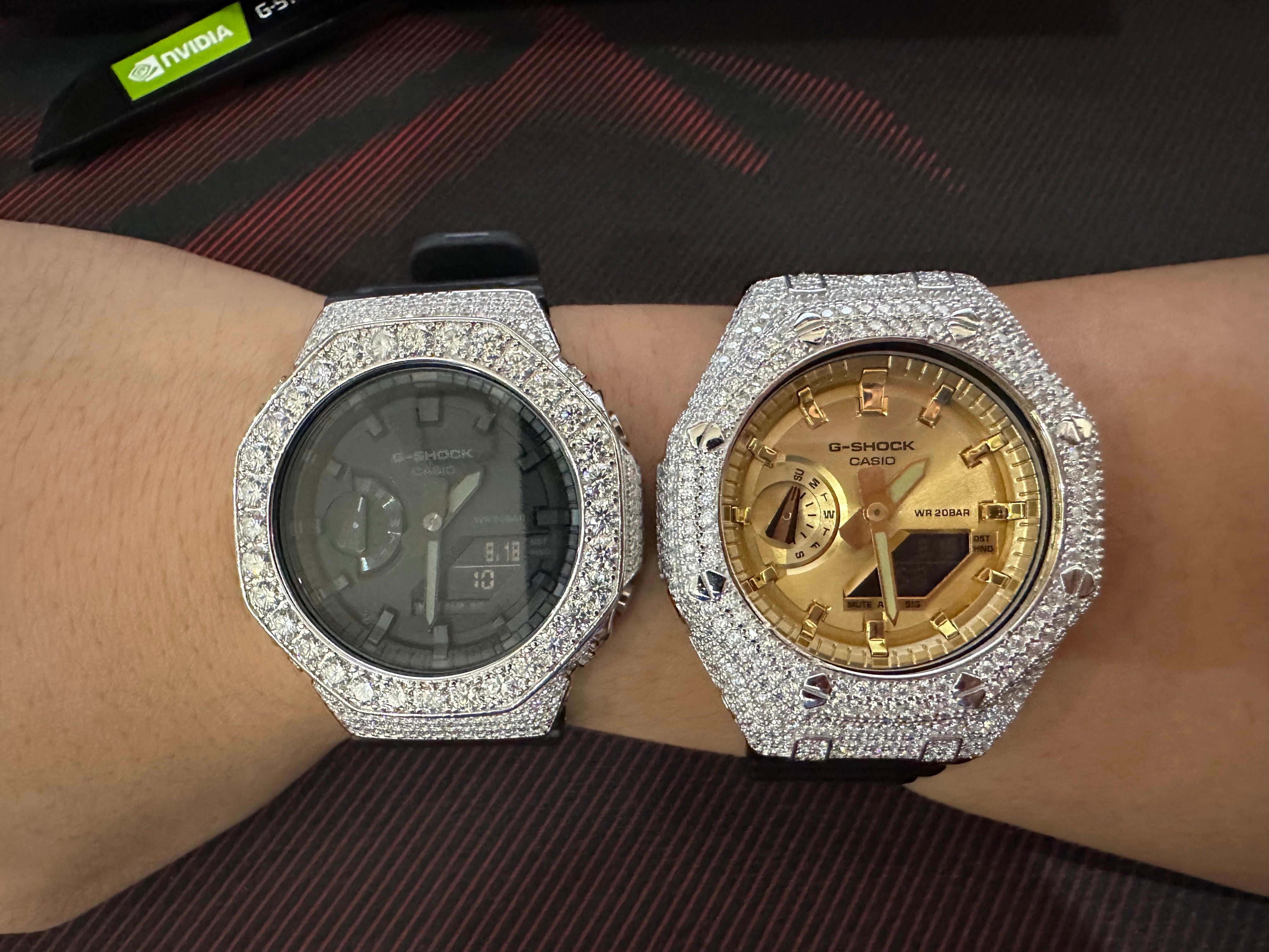 G Shock GA2100 Moissanite Watch Case 14K Gold