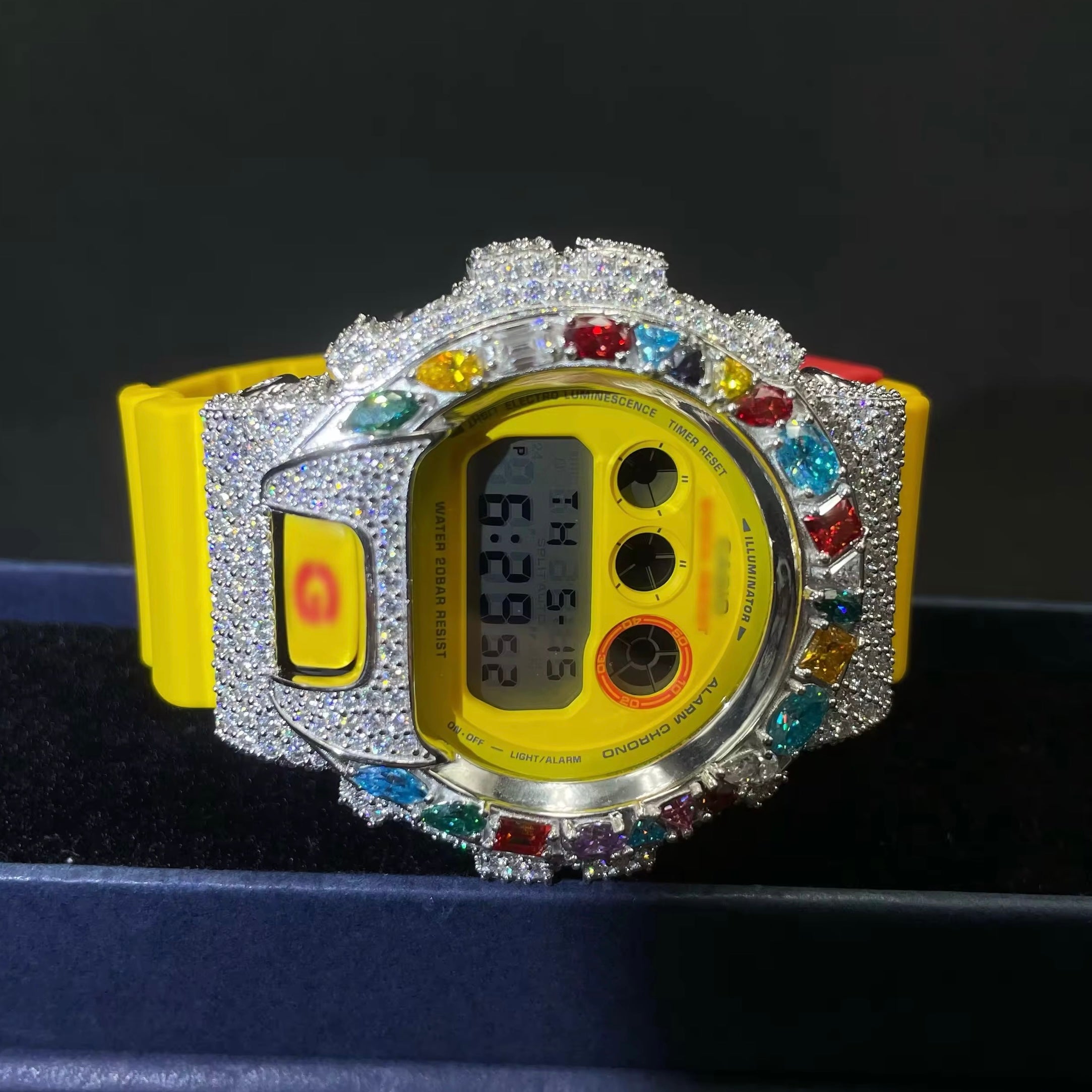 G Shock Iced Out DW6900 Moissanite Watch Case 10K Gold