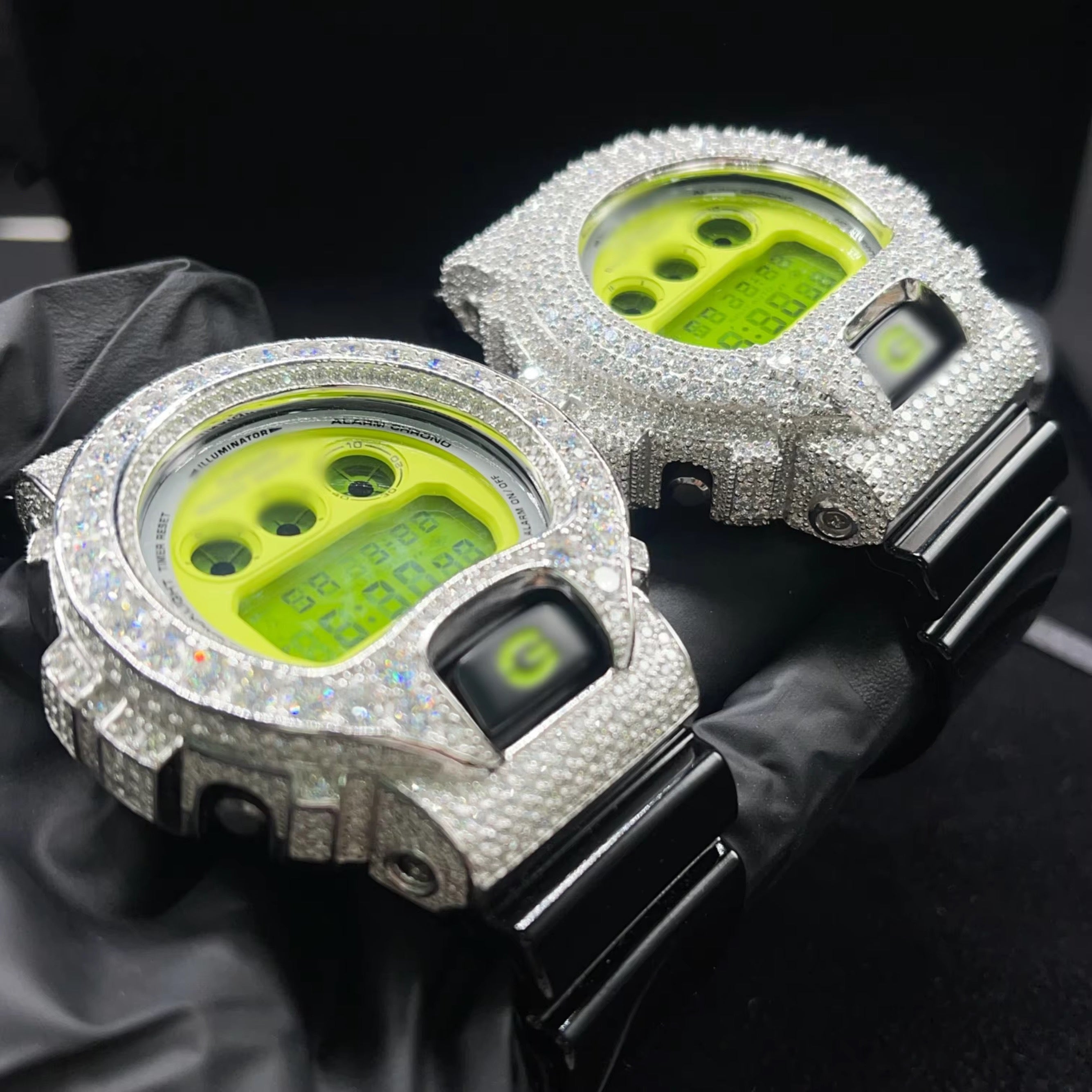 G Shock Iced Out DW6900 Moissanite Watches Case 10K Gold