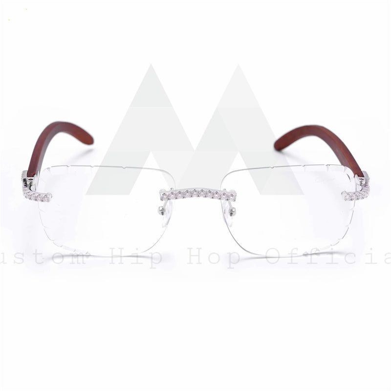 925 Sterling Silver VVS Moissanite Diamond Glasses Clear Lens Iced Out For Men