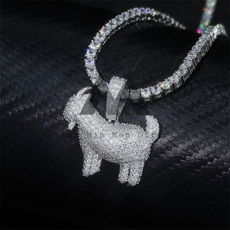 Hip Hop Iced Out Goat Pendant Fit For 3MM Tennis Chain Moissanite Pass Diamond Tester