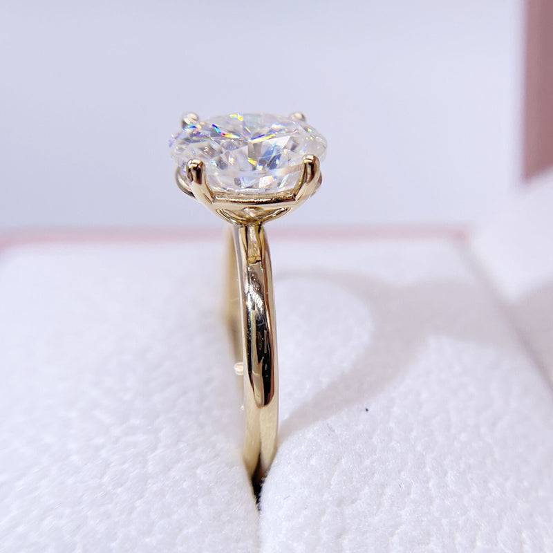 Hip hop jewelry featuring 10K 14K 18K real gold moissanite diamond ring oval cut 3CT GRA certificated0