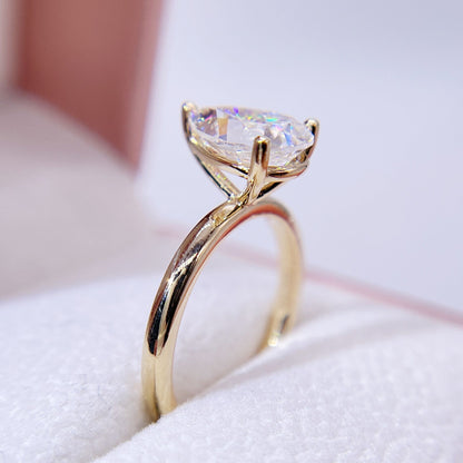 GRA Certificated 10K 14K 18K Yellow Gold 3CT Oval Cut Moissanite Diamond Ring For Women