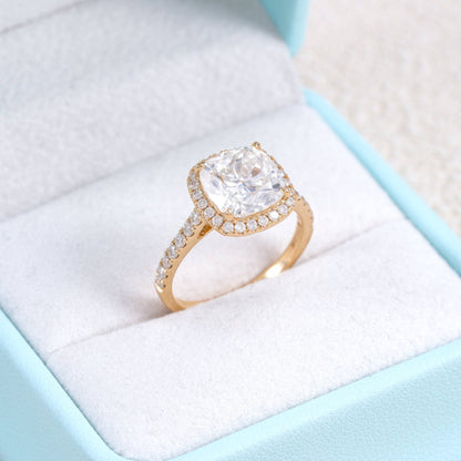 3CT Real Gold 10K 14K 18K Cushion Cut VVS D Color VVS Moissanite Engagement Ring For Women