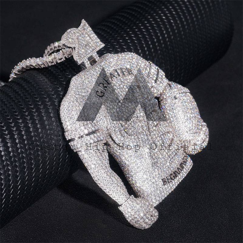 "Gridiron" Custom Moissanite Pendant 14K Gold