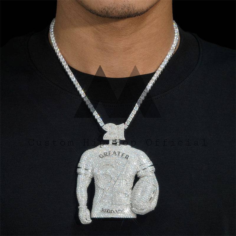 "Gridiron" Custom Moissanite Pendant 14K Gold