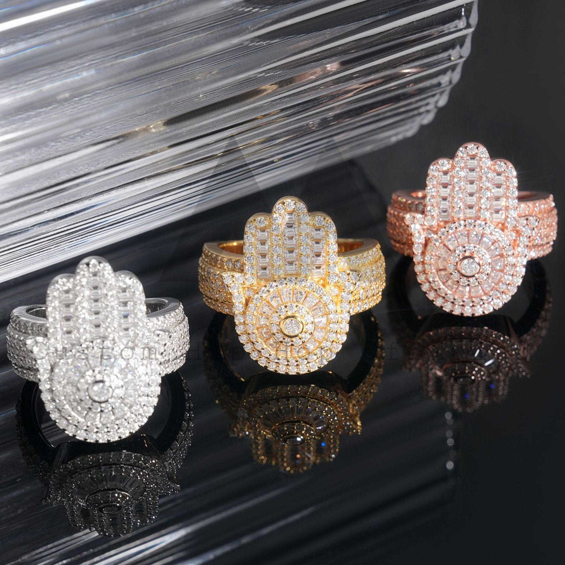 New Arrival Pass Diamond  Tester Iced Out VVS Moissanite Diamond Hip Hop Jewelry Hamsa Ring