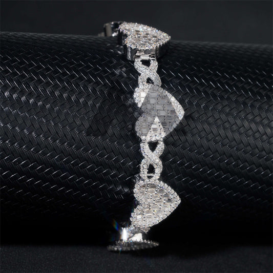 925 Silver Heart Infinity Bracelet with Moissanite Diamond2