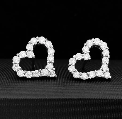 Valentines Day Gift 925 Sterling Silver VVS Moissanite Diamond Heart Necklace Earrings Pass Diamond Tester