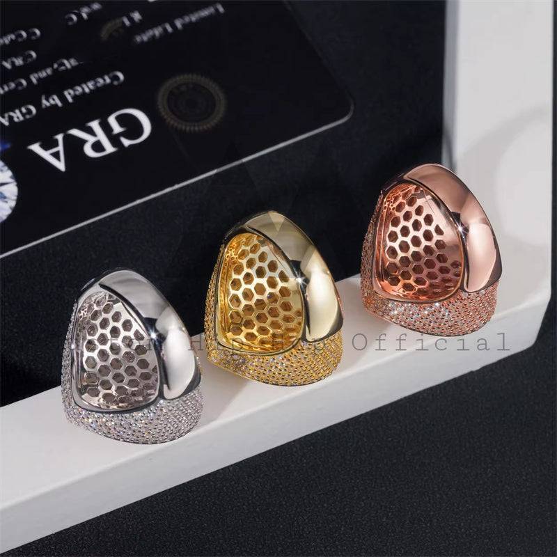 Pass Diamond Tester Iced Out Men Ring VVS Moissanite Diamond Heart Shaped Ring For Men