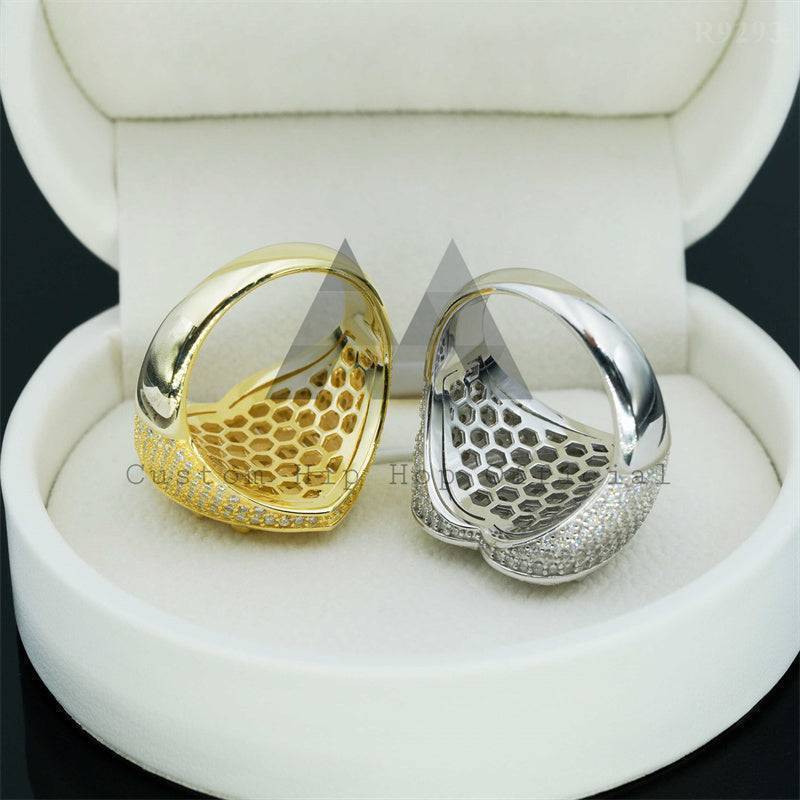 Iced Out 925 Silver VVS Moissanite Baguette Heart Ring hip hop jewelry passing diamond tester1