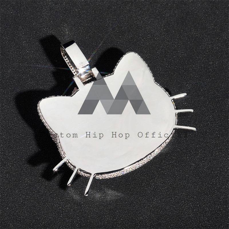 Iced Out Custom Made Hello Kitty Pendant 3" Width Moissanite Diamond For men And Women