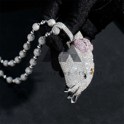 Iced Out Custom Made Hello Kitty Pingente de diamante de moissanite de 3" de largura para homens e mulheres