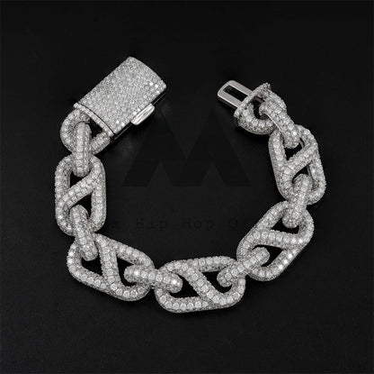 Pass Diamond Tester VVS Moissanite Iced Out Men Fashion Hip Hop 15MM Infinity Link Bracelet